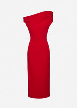 Load image into Gallery viewer, Off-shoulder midi dress in red