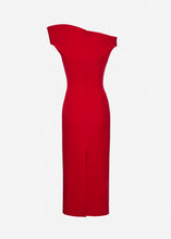 Load image into Gallery viewer, Off-shoulder midi dress in red