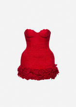 Load image into Gallery viewer, Bustier loom mini dress in red