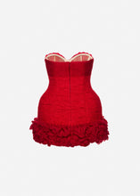 Load image into Gallery viewer, Bustier loom mini dress in red