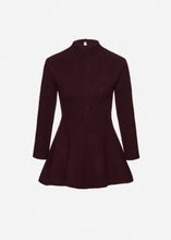 Load image into Gallery viewer, Flared knit mini dress in burgundy