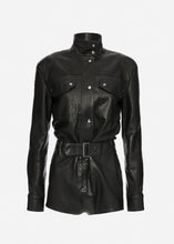 Load image into Gallery viewer, Belted bodysuit in black leather