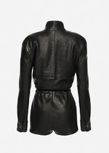 Load image into Gallery viewer, Belted bodysuit in black leather