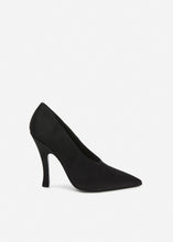 Load image into Gallery viewer, Sculptural pointed satin pumps in black