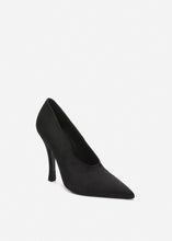 Load image into Gallery viewer, Sculptural pointed satin pumps in black