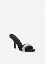Load image into Gallery viewer, Crystal-embellished mules in black suede
