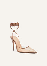 Load image into Gallery viewer, Crystal heel wrap pumps in beige