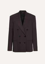 Load image into Gallery viewer, Pinstripe double-breasted blazer in dark brown