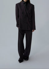 Load image into Gallery viewer, Pinstripe double-breasted blazer in dark brown