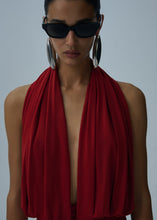 Load image into Gallery viewer, Plunge halter jersey midi dress in red