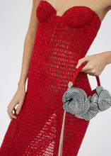 Load image into Gallery viewer, MICRO VESNA RED SATIN WITH BLACK CRYSTALS