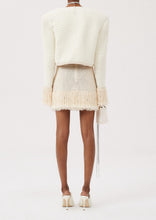Load image into Gallery viewer, Chenille crochet fringe blazer in cream