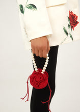 Load image into Gallery viewer, PF23 MICRO MAGDA BAG RED SATIN CROCHET PEARL