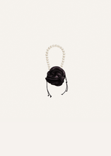 Load image into Gallery viewer, Small pearl Magda bag in black satin