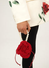 Load image into Gallery viewer, PF23 SMALL MAGDA BAG RED SATIN CROCHET PEARL