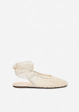Load image into Gallery viewer, Crochet ankle-wrap flats in cream
