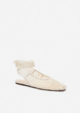 Load image into Gallery viewer, Crochet ankle-wrap flats in cream
