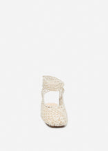 Load image into Gallery viewer, Crochet ankle-wrap flats in cream
