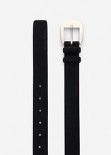 Load image into Gallery viewer, Antique silver buckle belt in black suede
