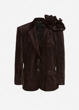 Load image into Gallery viewer, Velvet flower blazer in dark brown
