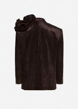 Load image into Gallery viewer, Velvet flower blazer in dark brown
