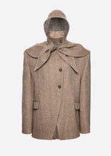 Load image into Gallery viewer, Wool cape hooded blazer in chestnut
