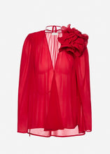 Load image into Gallery viewer, Classic cupro flower blouse in red
