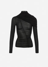 Load image into Gallery viewer, Ruched cape-effect top in black
