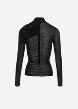 Load image into Gallery viewer, Ruched cape-effect top in black

