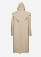 Load image into Gallery viewer, Wool cape hooded coat in beige
