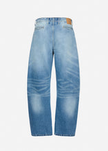 Load image into Gallery viewer, Wide-leg faded denim trousers in light blue

