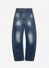 Load image into Gallery viewer, Wide-leg faded denim pants in dark blue
