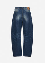 Load image into Gallery viewer, Wide-leg faded denim pants in dark blue
