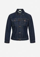 Load image into Gallery viewer, Fitted denim jacket in navy blue
