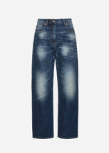 Load image into Gallery viewer, Loose-leg faded denim pants in dark blue
