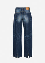 Load image into Gallery viewer, Loose-leg faded denim pants in dark blue
