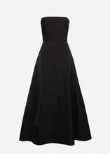 Load image into Gallery viewer, Strapless lace-detail midi dress in black
