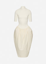 Load image into Gallery viewer, High-neck puff skirt midi dress in cream
