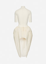 Load image into Gallery viewer, High-neck puff skirt midi dress in cream

