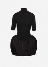 Load image into Gallery viewer, High-neck puff skirt mini dress in black
