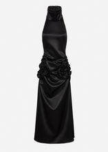 Load image into Gallery viewer, Flower applique apron in black satin
