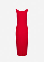 Load image into Gallery viewer, Floral appliqué keyhole midi dress in red
