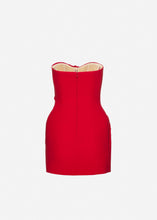 Load image into Gallery viewer, Structured drape corset mini dress in red
