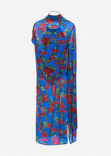 Load image into Gallery viewer, Asymmetric drape gown in blue floral print
