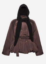 Load image into Gallery viewer, Knit hood puffer jacket in brown
