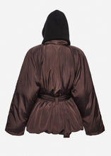 Load image into Gallery viewer, Knit hood puffer jacket in brown
