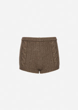 Load image into Gallery viewer, Cable-knit cashmere shorts in brown
