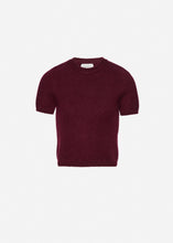Load image into Gallery viewer, Short-sleeve mohair knit top in burgundy
