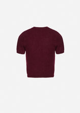 Load image into Gallery viewer, Short-sleeve mohair knit top in burgundy
