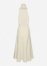 Load image into Gallery viewer, High-neck open-back midi dress in cream
